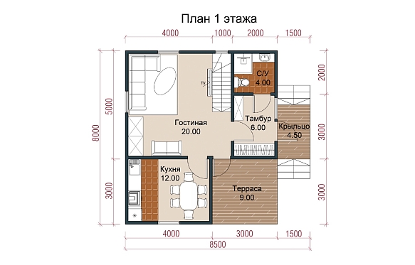 Дом из бруса 8х8.5. фото